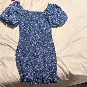 Fashion Nova Blue Floral Mini Dress